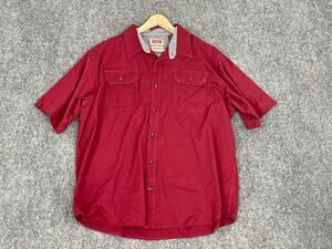 Wrangler Shirt Mens Extra Large Button Up Short Red Sleeve Dual Pocket N53